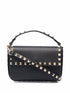 Valentino Garavani Rockstud Mini Leather and Silk Clutch Bag Black