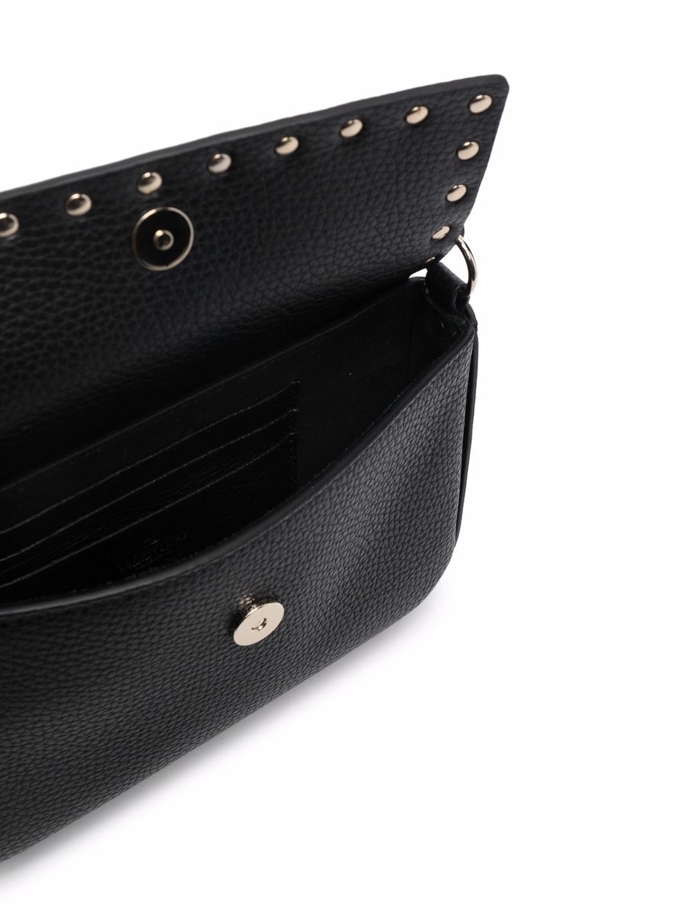 Valentino Garavani Rockstud Mini Leather and Silk Clutch Bag Black