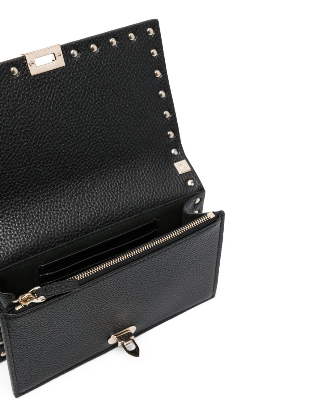 Valentino Garavani Rockstud Mini Silk &amp; Nylon Clutch Bag Black