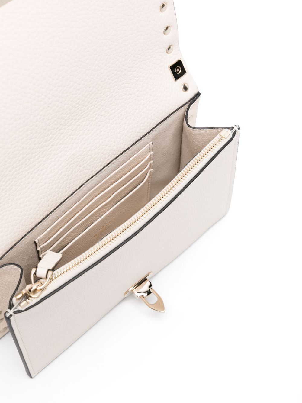 Valentino Garavani Rockstud Silk &amp; Nylon Mini Clutch Ivory