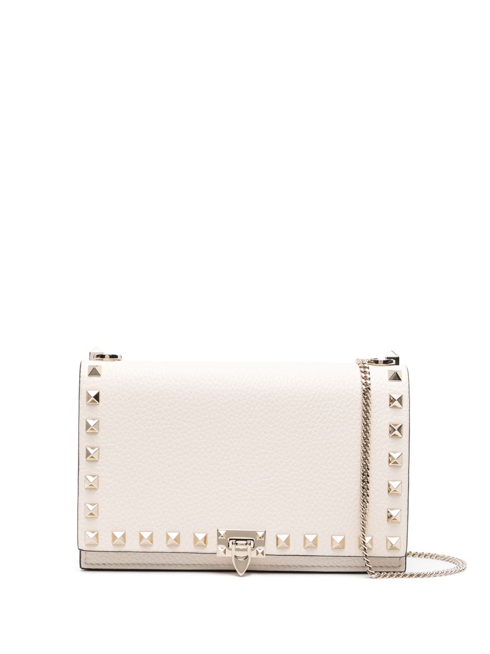 Valentino Garavani Rockstud Silk &amp; Nylon Mini Clutch Ivory