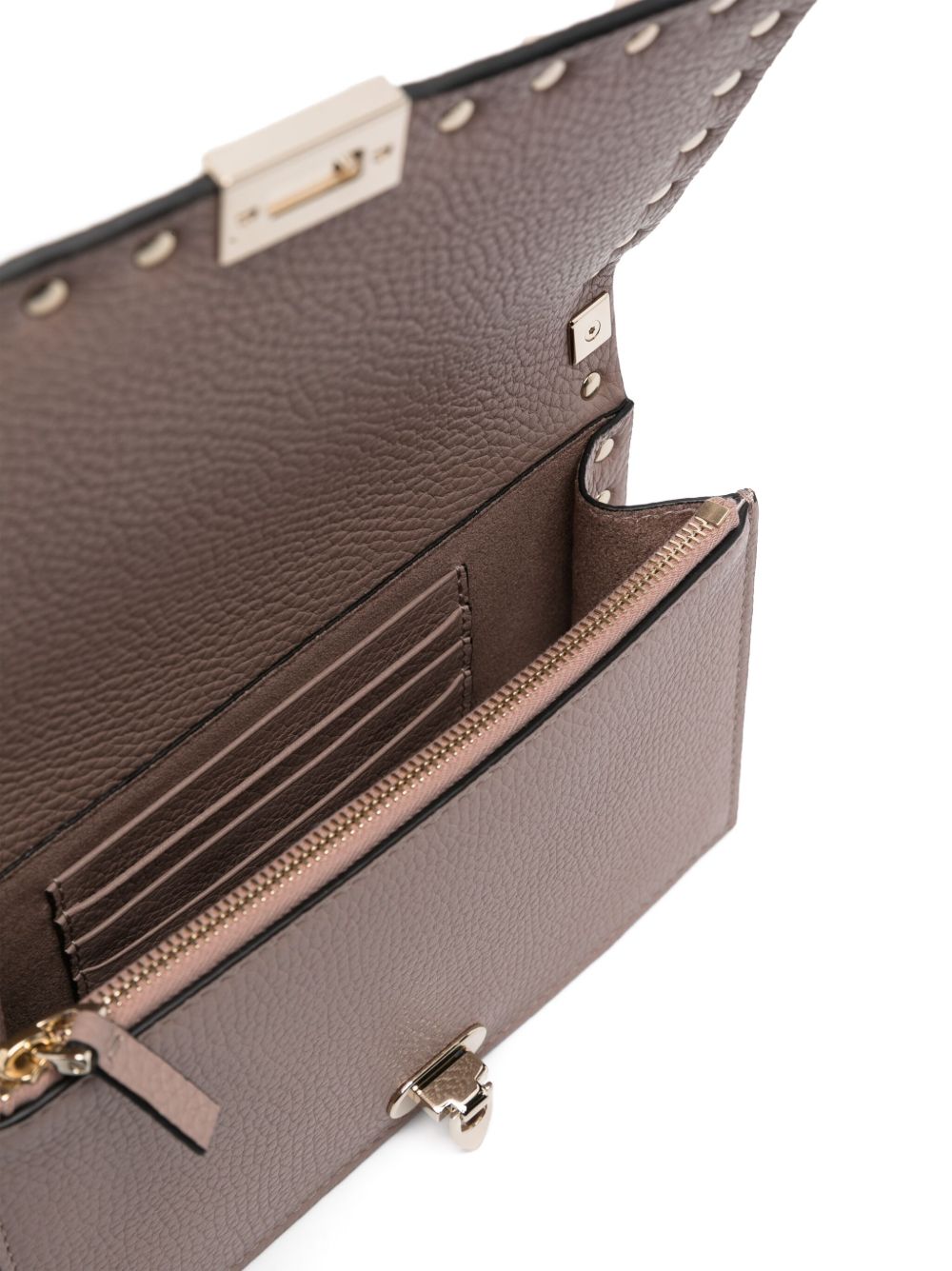 Valentino Garavani Rockstud Leather Mini Clutch Bag Powder Pink Powder