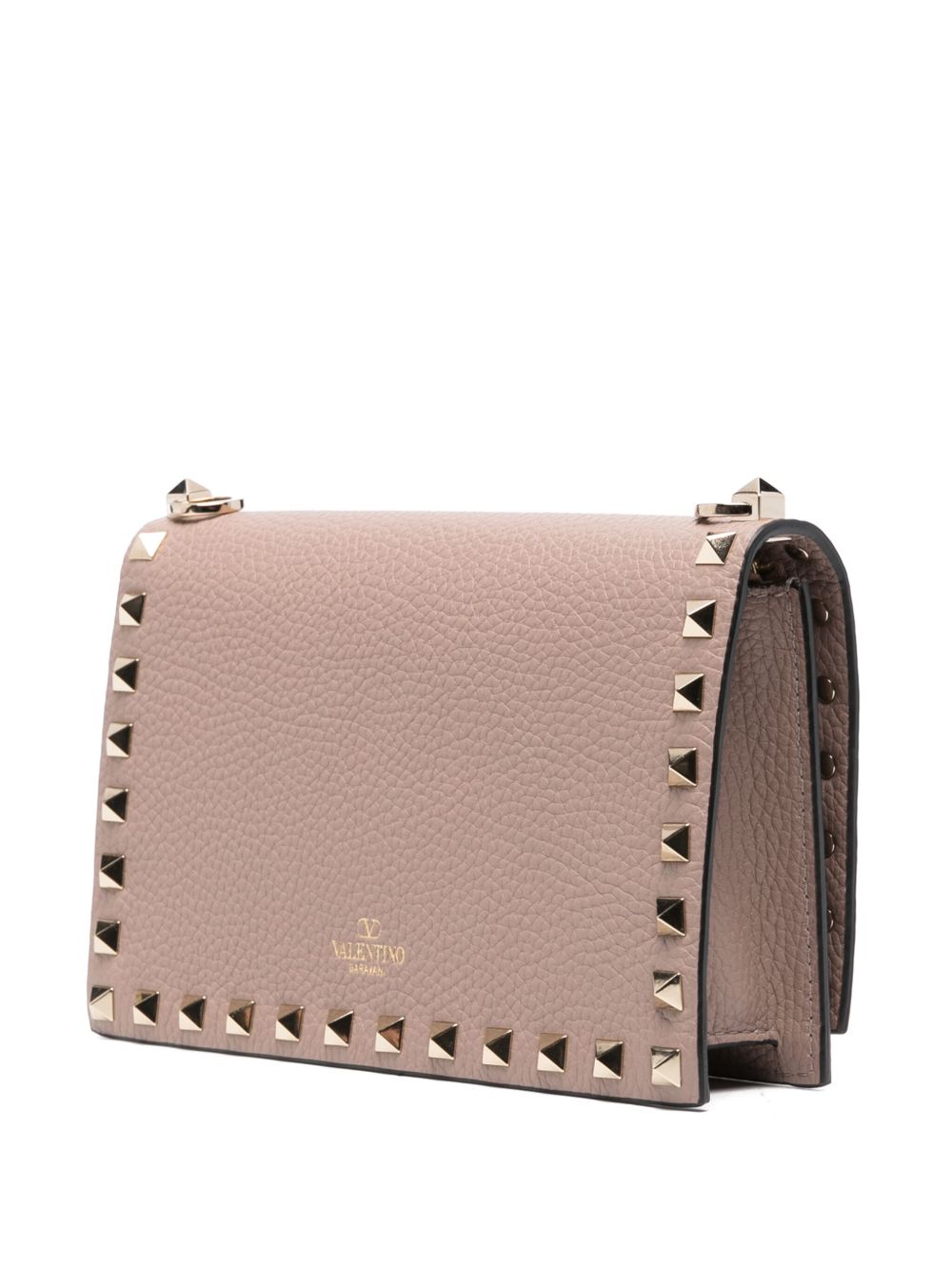 Valentino Garavani Rockstud Leather Mini Clutch Bag Powder Pink Powder