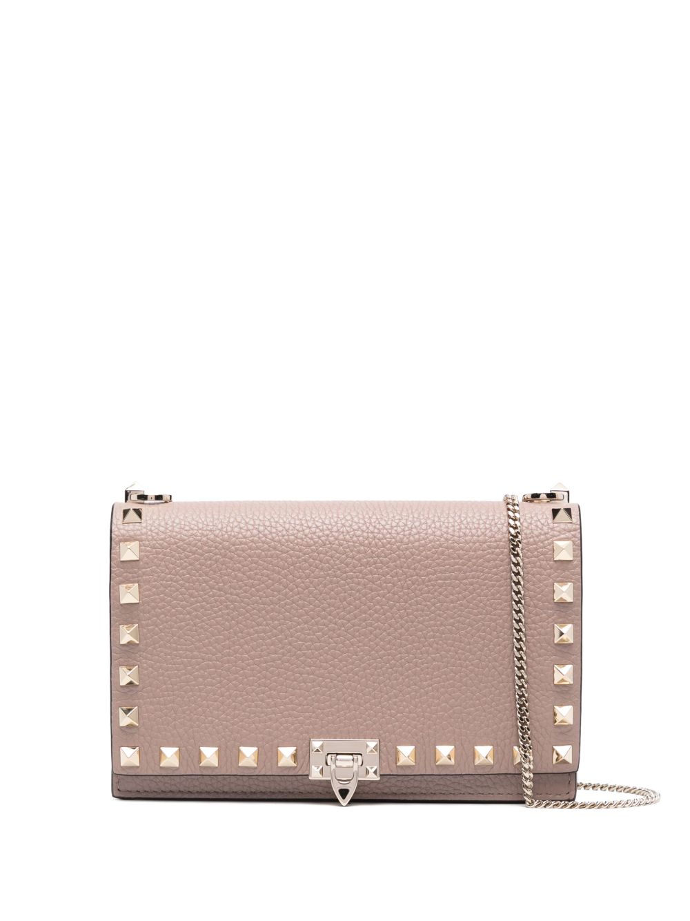 Valentino Garavani Rockstud Leather Mini Clutch Bag Powder Pink Powder