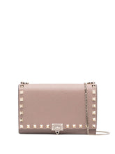 Valentino Garavani Rockstud Leather Mini Clutch Bag Powder Pink Powder