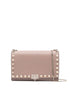 Valentino Garavani Rockstud Leather Mini Clutch Bag Powder Pink Powder