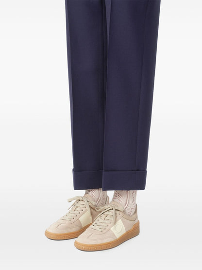 Valentino Garavani Upvillage Split Leather &amp; Nappa Calfskin Low-Top Sneakers Beige