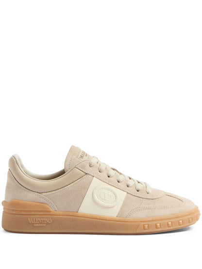 Valentino Garavani Upvillage Split Leather &amp; Nappa Calfskin Low-Top Sneakers Beige