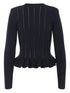 Elisabetta Franchi Ribbed-Knit Peplum Cardigan with Gold Buttons Black Black