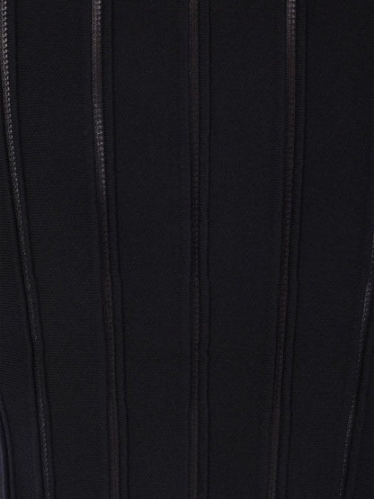 Elisabetta Franchi Ribbed-Knit Peplum Cardigan with Gold Buttons Black Black