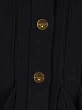 Elisabetta Franchi Ribbed-Knit Peplum Cardigan with Gold Buttons Black Black