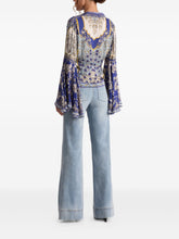 Alice + Olivia Floral-Print Bell Sleeve Shirt Purple