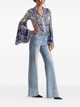 Alice + Olivia Floral-Print Bell Sleeve Shirt Purple