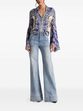 Alice + Olivia Floral-Print Bell Sleeve Shirt Purple