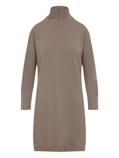 Fabiana Filippi Crystal-Embellished Wool Short Dress in Brown Brown
