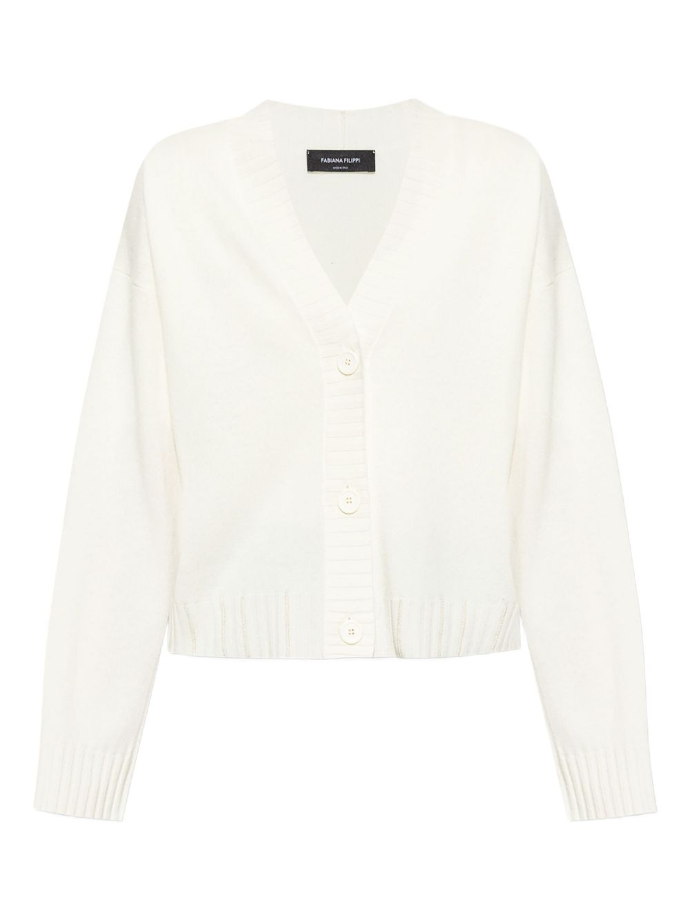 Fabiana Filippi V-Neck Wool-Silk Sweater Cream
