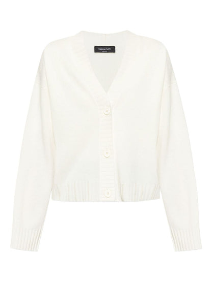 Fabiana Filippi V-Neck Wool-Silk Sweater Cream