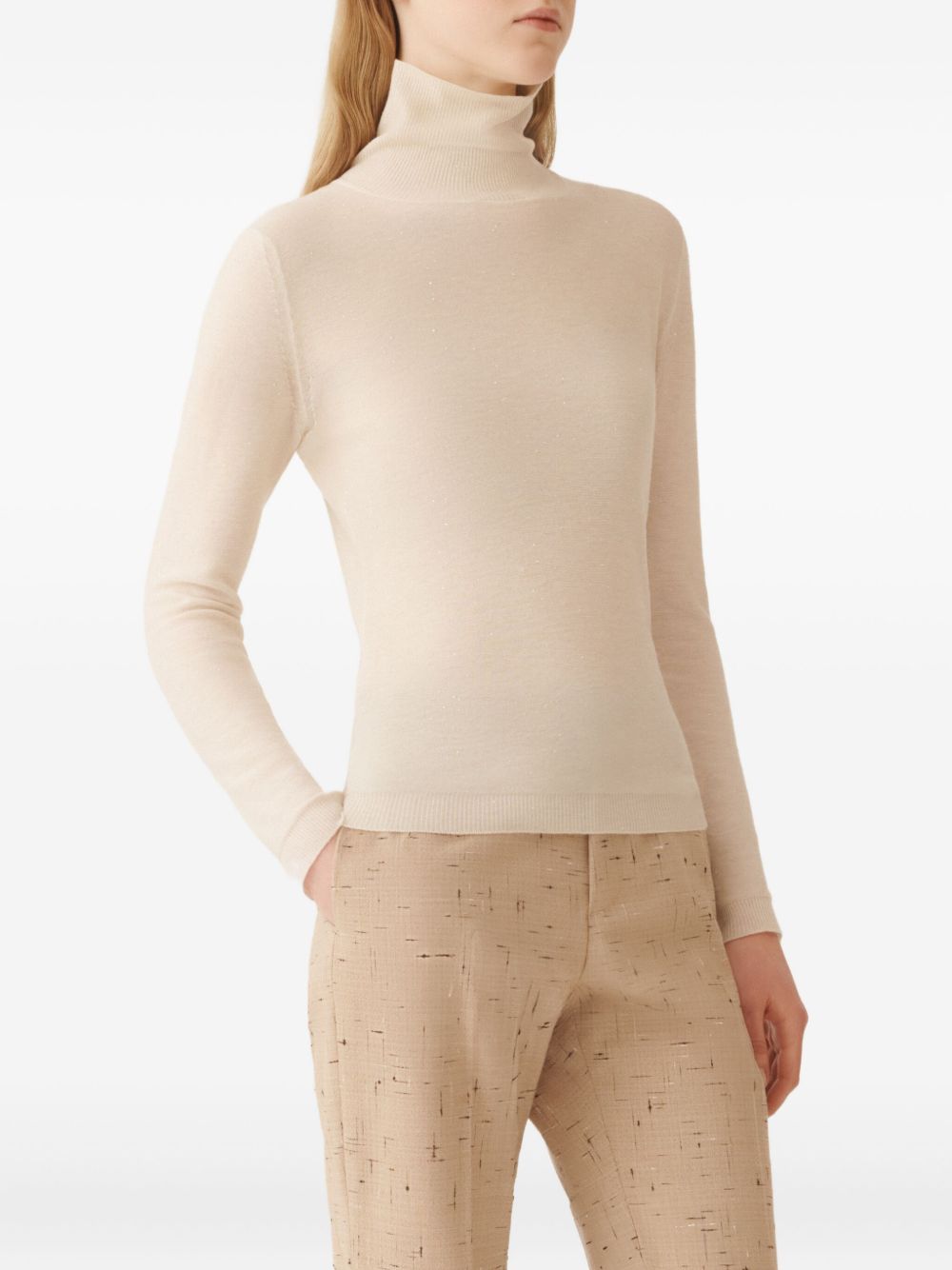 Fabiana Filippi Sequined Wool Roll-Neck Sweater White