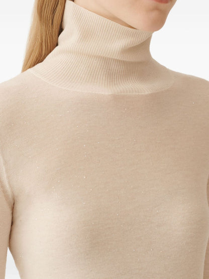 Fabiana Filippi Sequined Wool Roll-Neck Sweater White