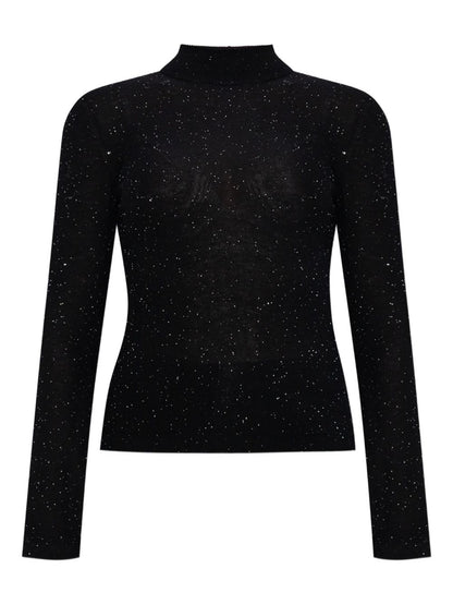 Fabiana Filippi Turtleneck Wool and Silk Sweater Black black