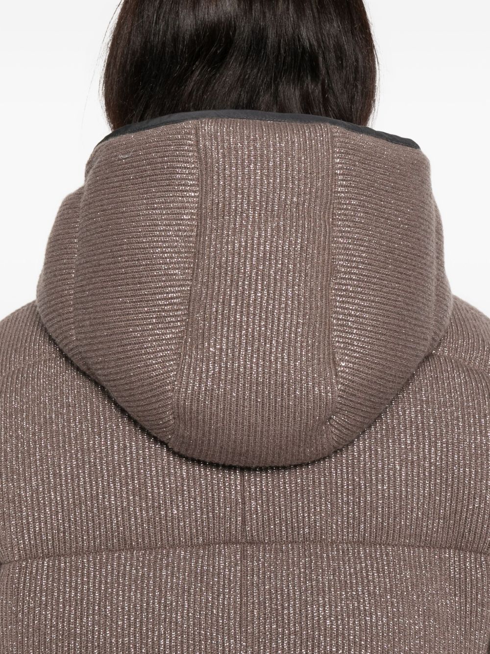 Brunello Cucinelli Quilted Cashmere Down Hooded Jacket Brown