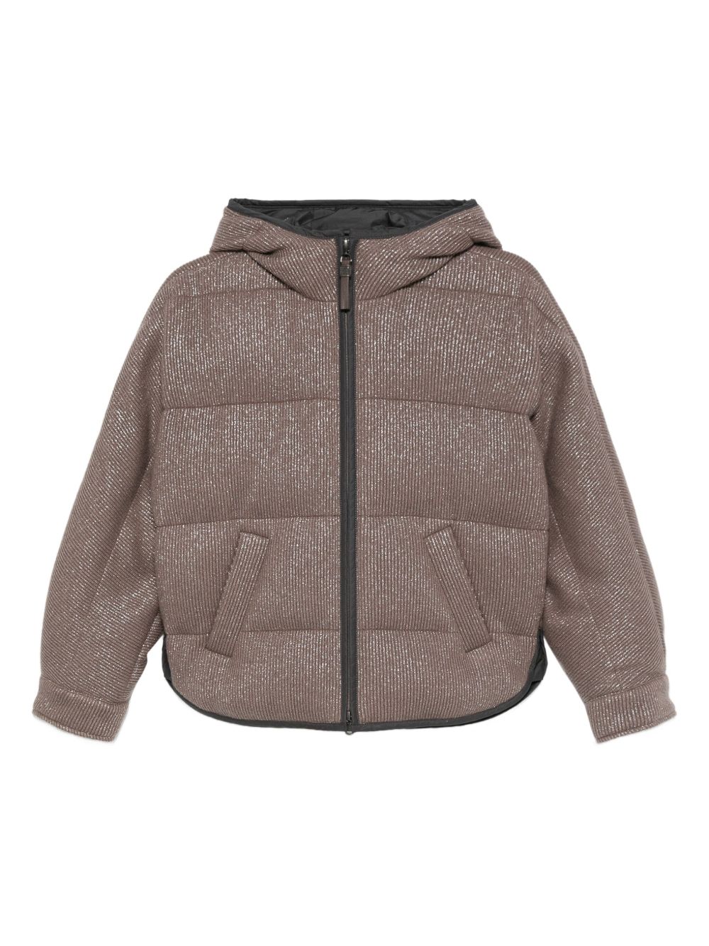 Brunello Cucinelli Quilted Cashmere Down Hooded Jacket Brown