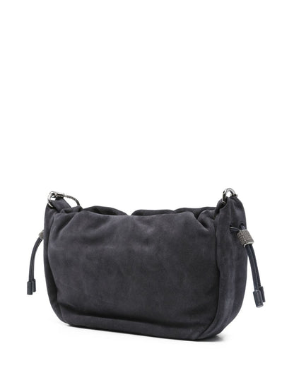 Brunello Cucinelli Drawstring Chain-Strap Suede Mini Crossbody Bag Brown