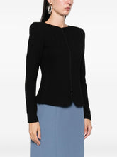 Emporio Armani Textured Cotton Blend Blazer Jacket Black