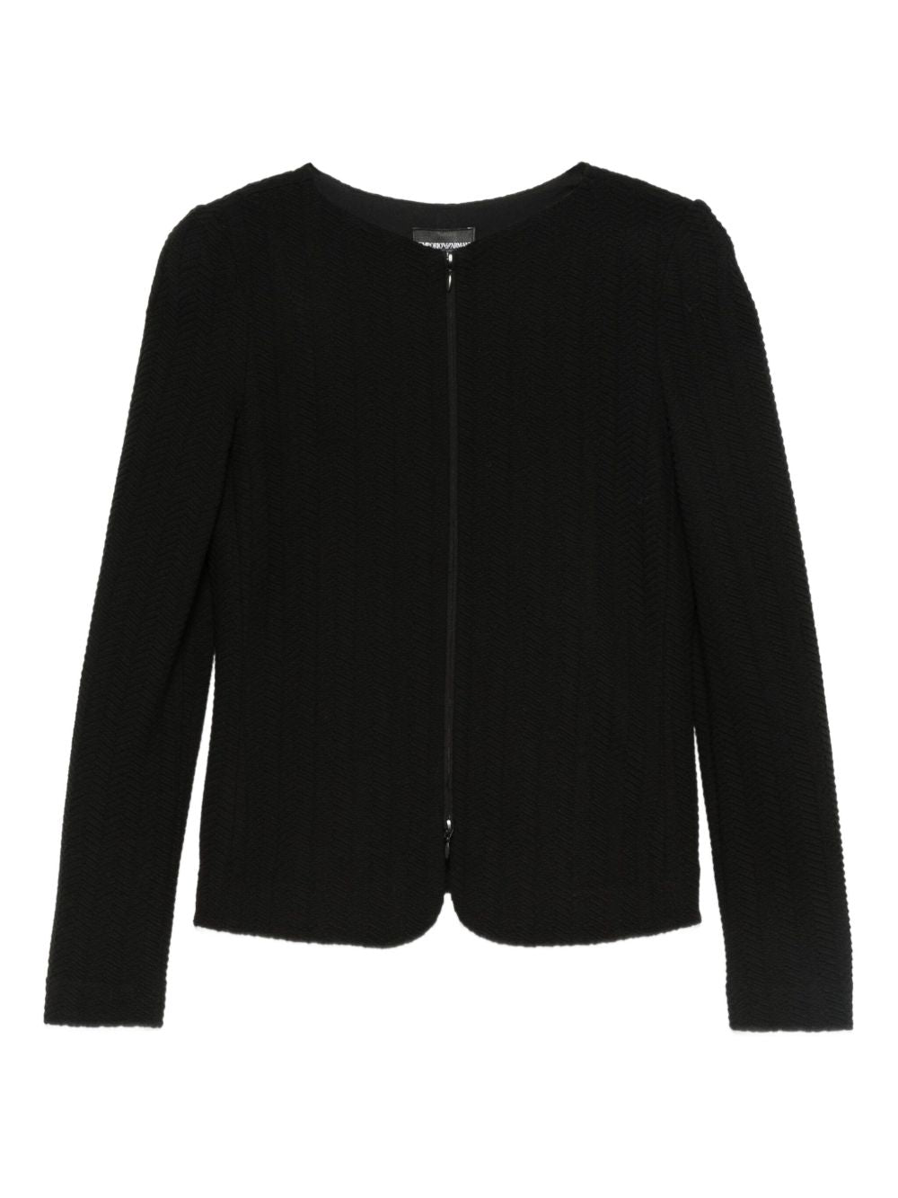 Emporio Armani Textured Cotton Blend Blazer Jacket Black