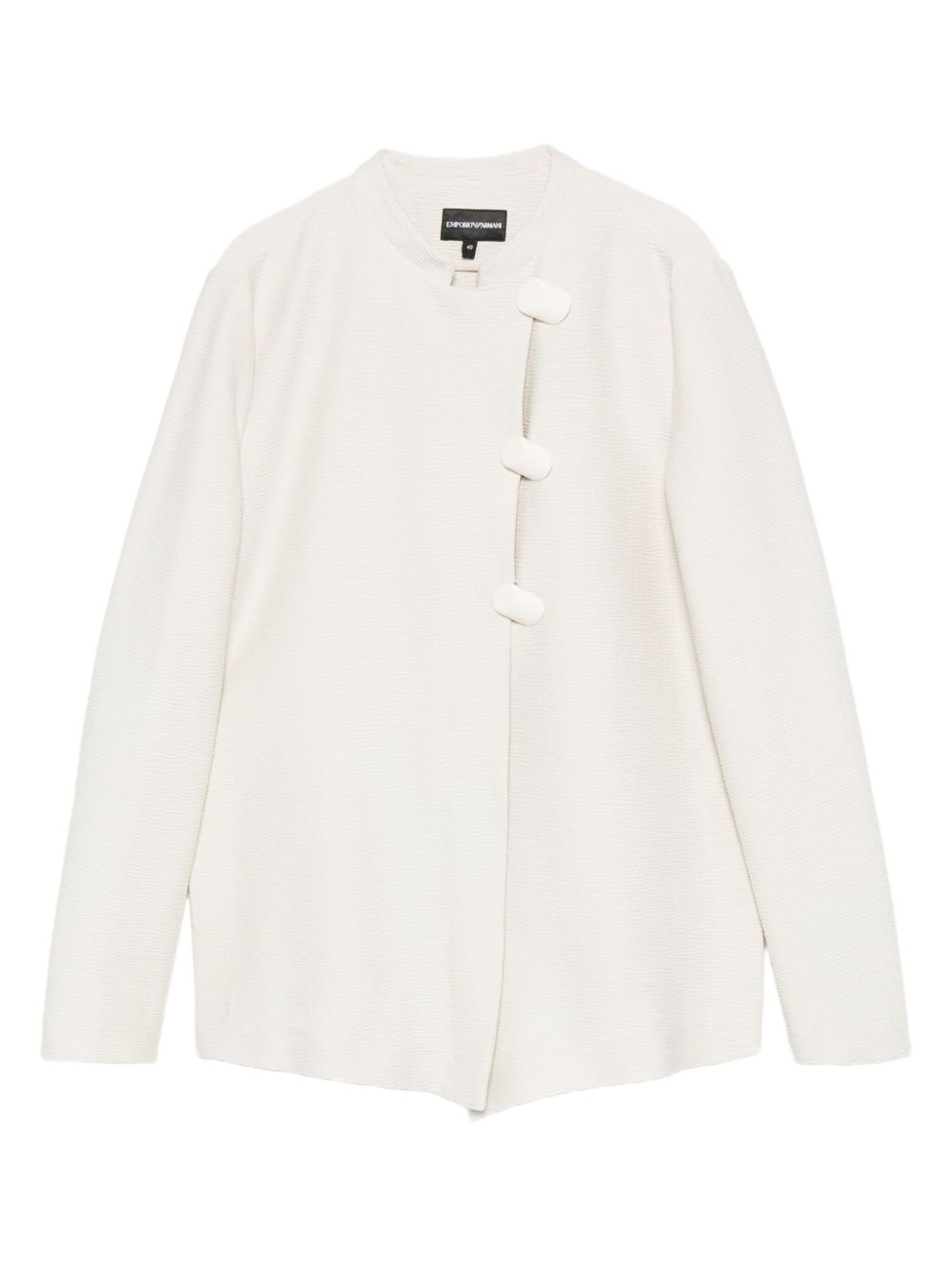 Emporio Armani Asymmetric-Fastening Ivory Cotton Jacket Ivory