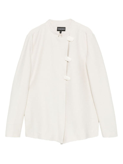 Emporio Armani Asymmetric-Fastening Ivory Cotton Jacket Ivory