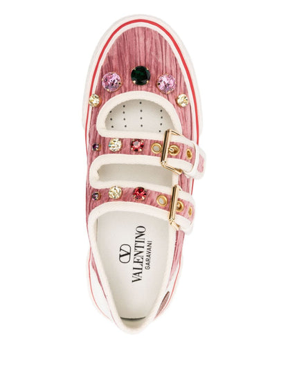Valentino Garavani Jewel-Embellished Buckle Ballet Flats Brown
