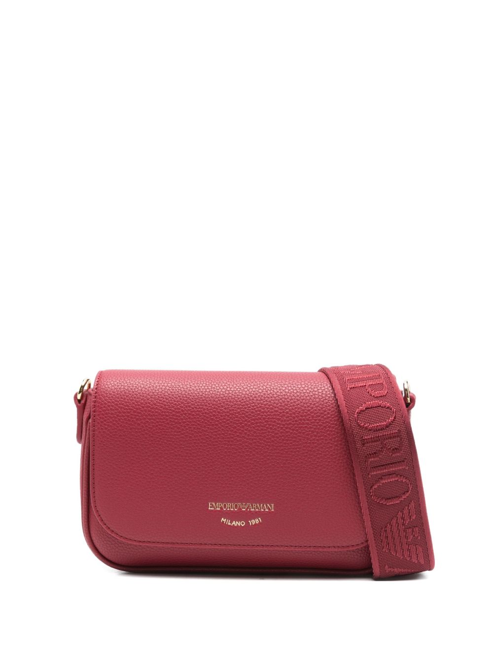 Emporio Armani Deer-Print Mini Shoulder Bag in Bordeaux