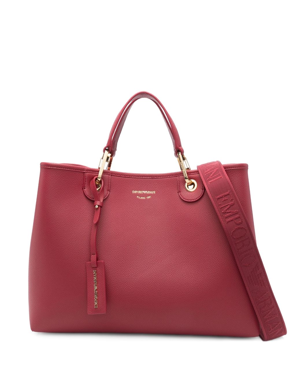 Emporio Armani MyEA Medium Deer-Print Shopper Bag Red