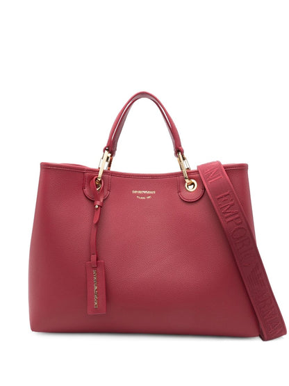 Emporio Armani MyEA Medium Deer-Print Shopper Bag Red