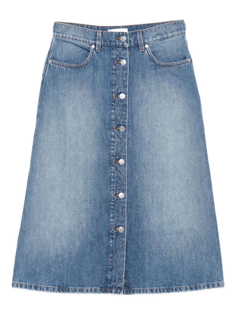 Stella McCartney Denim A-Line Midi Skirt Blue Blue