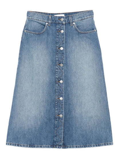 Stella McCartney Denim A-Line Midi Skirt Blue Blue