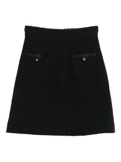 Dolce &amp; Gabbana Tweed Mini Skirt with Patch Pockets in Black black