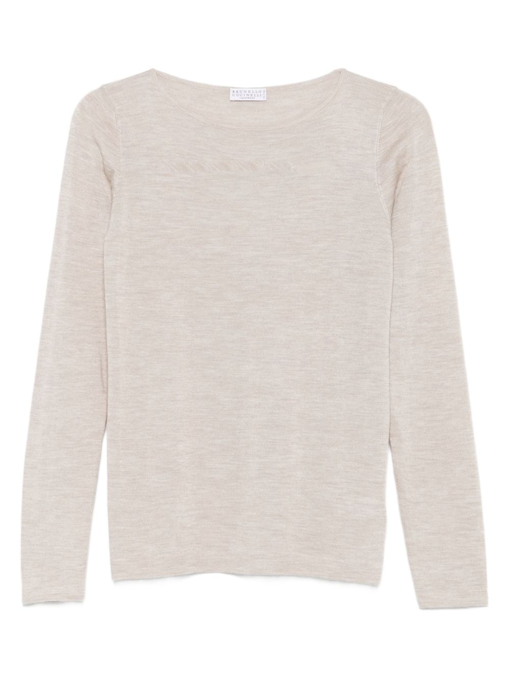 Brunello Cucinelli Cashmere-Silk Boat-Neck Sweater Leather Brown