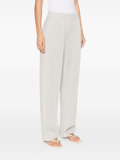 Brunello Cucinelli Ribbed Knit Cropped Straight-Leg Trousers Grey