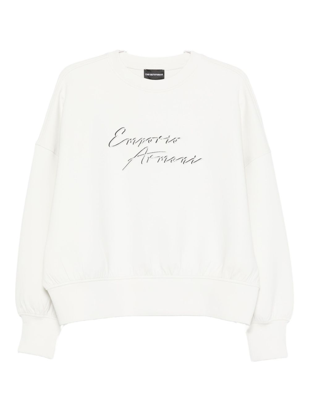 Emporio Armani Logo Silk-Blend Crewneck Sweater Ivory