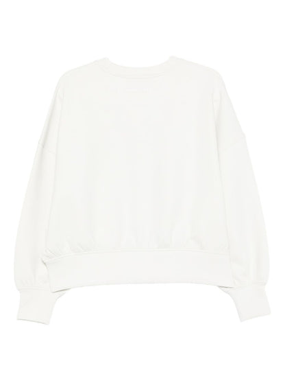 Emporio Armani Logo Silk-Blend Crewneck Sweater Ivory