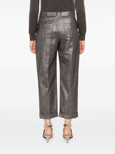 Brunello Cucinelli Pleated Metallic Wool-Blend Trousers Silver
