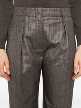 Brunello Cucinelli Pleated Metallic Wool-Blend Trousers Silver