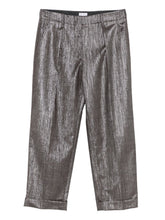 Brunello Cucinelli Pleated Metallic Wool-Blend Trousers Silver