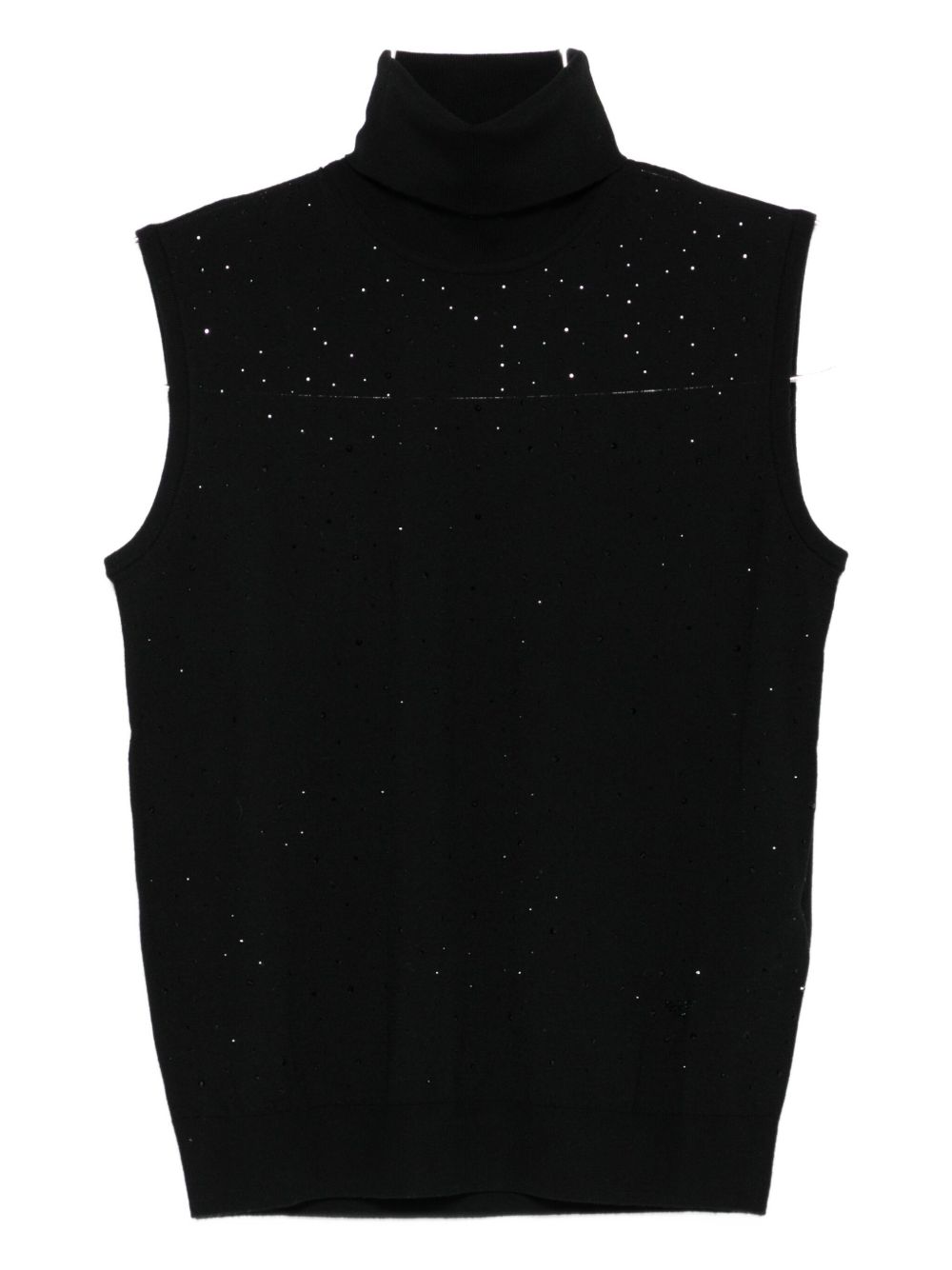 Emporio Armani Silk &amp; Virgin Wool Turtleneck Top Black