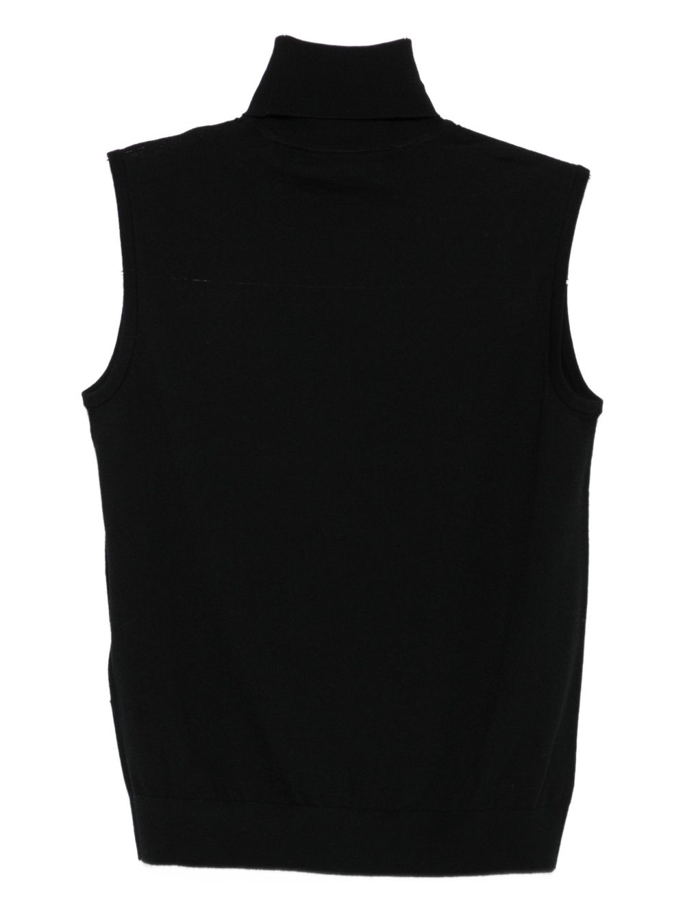 Emporio Armani Silk & Virgin Wool Turtleneck Top Black