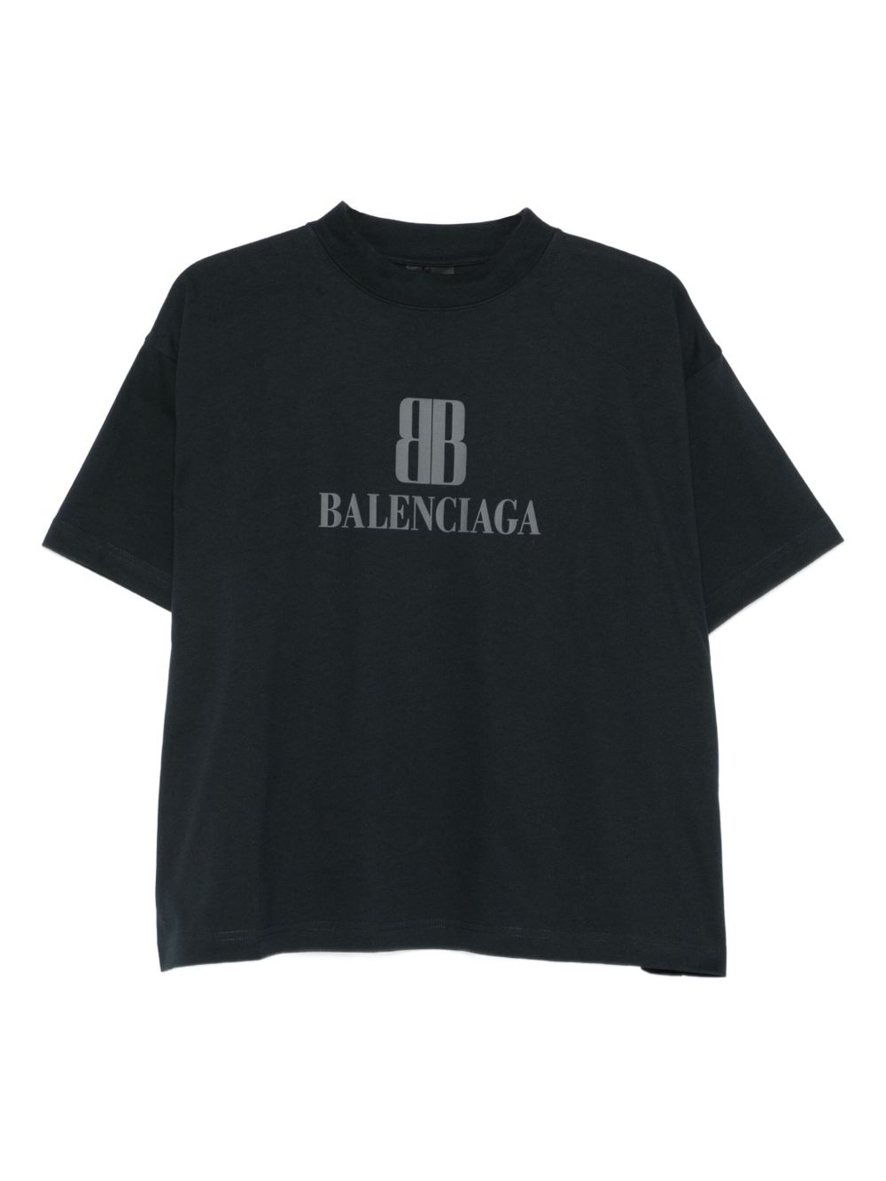 Balenciaga Oversized Logo-Print Cotton T-Shirt Black Black