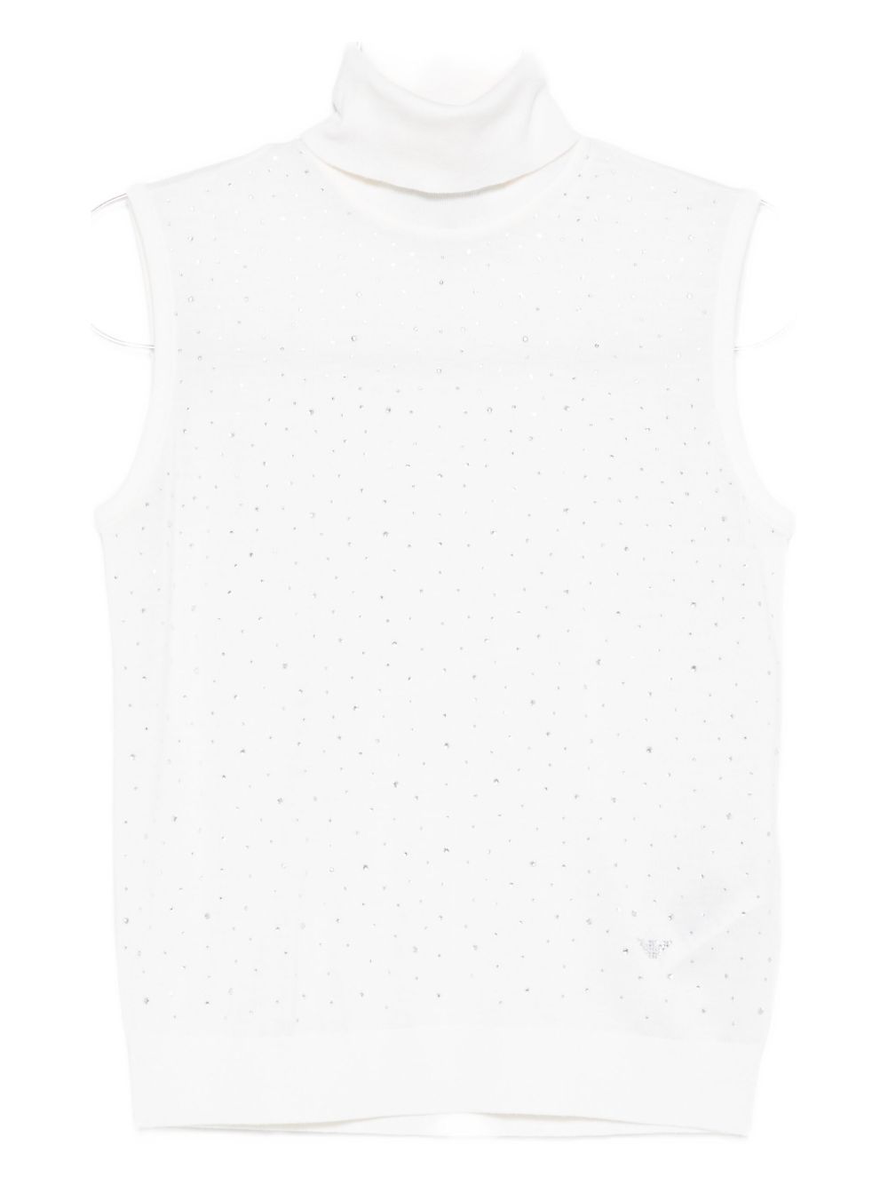Emporio Armani Wool and Silk Turtle-Neck Top White