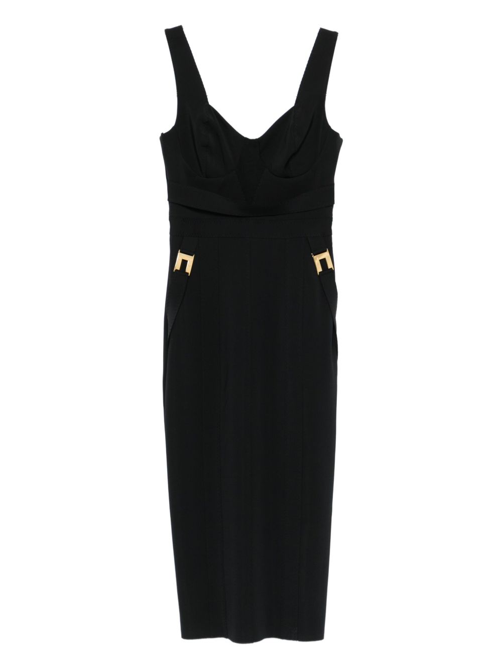 Elisabetta Franchi Sweetheart Neckline Sleeveless Mini Dress Black Black